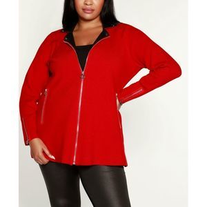 Black Label Plus Size Moto Sweater Jacket